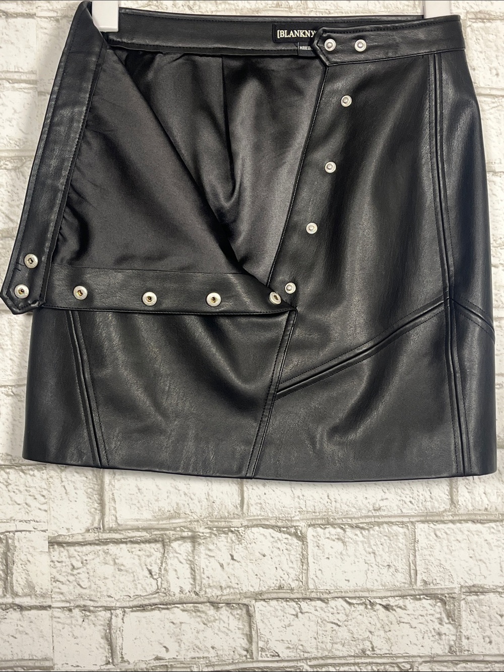 Blank NYC Black Faux Leather Snap Front Mini Skirt - Picture 7 of 7